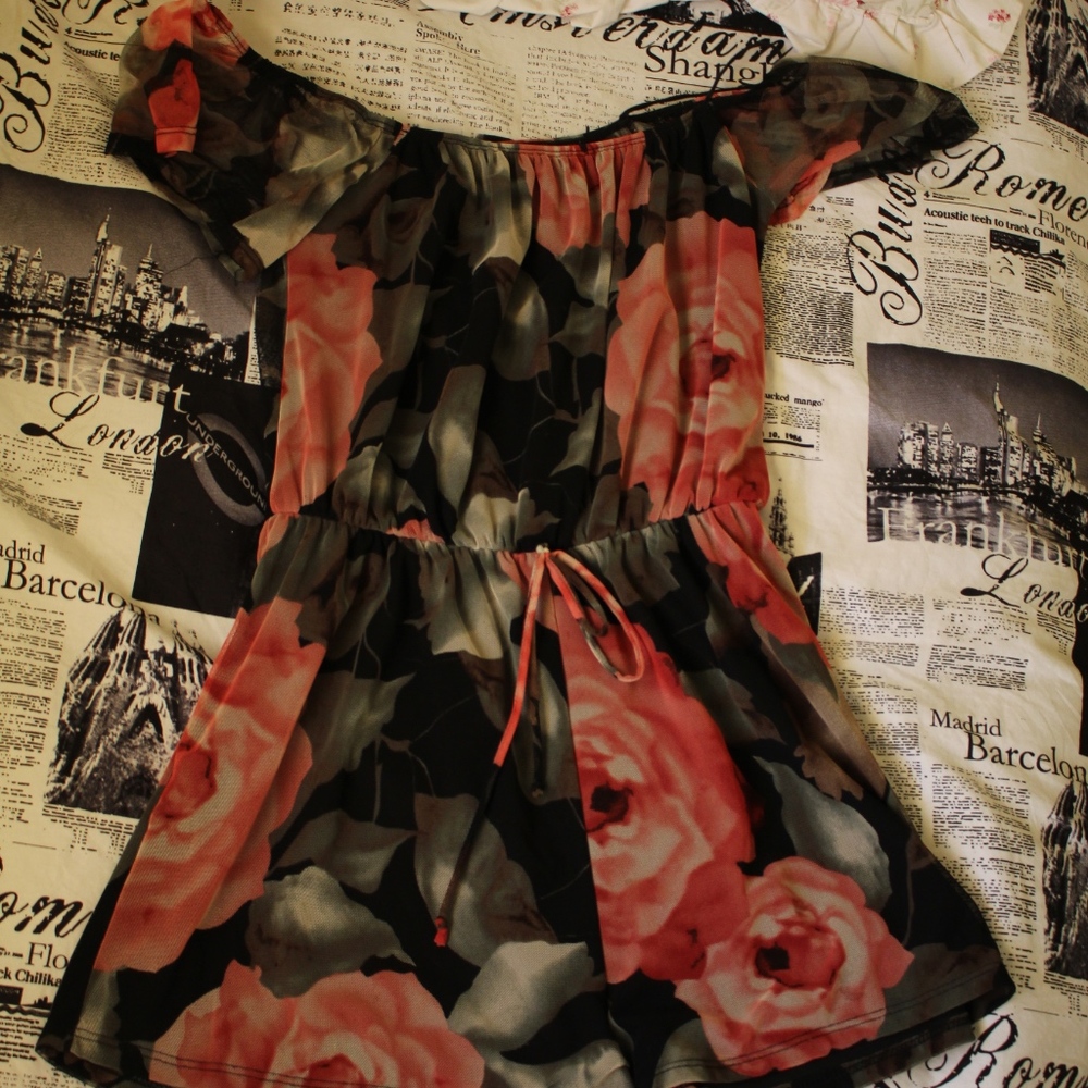 Strapless Floral Romper
